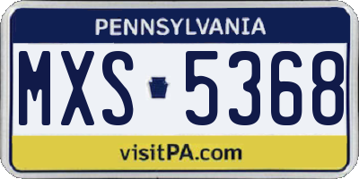 PA license plate MXS5368