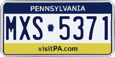 PA license plate MXS5371