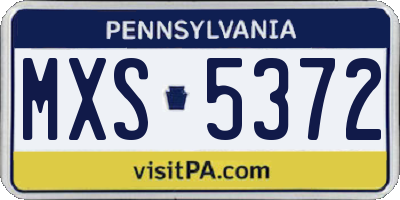 PA license plate MXS5372