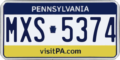 PA license plate MXS5374