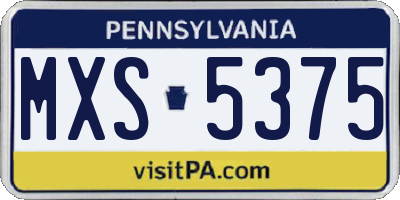 PA license plate MXS5375