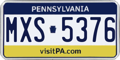 PA license plate MXS5376