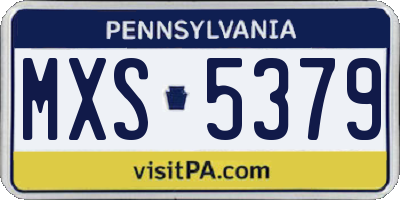 PA license plate MXS5379