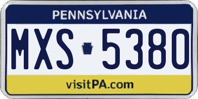 PA license plate MXS5380