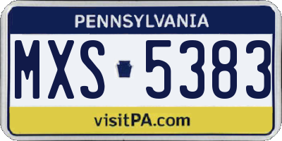 PA license plate MXS5383