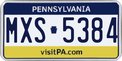 PA license plate MXS5384