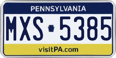 PA license plate MXS5385
