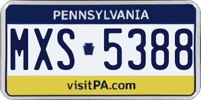 PA license plate MXS5388
