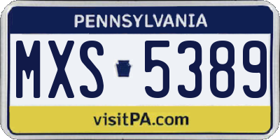 PA license plate MXS5389