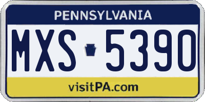 PA license plate MXS5390