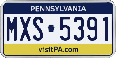 PA license plate MXS5391