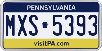 PA license plate MXS5393