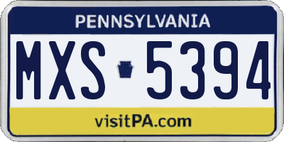 PA license plate MXS5394