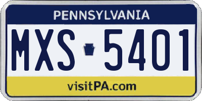 PA license plate MXS5401