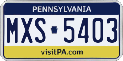 PA license plate MXS5403