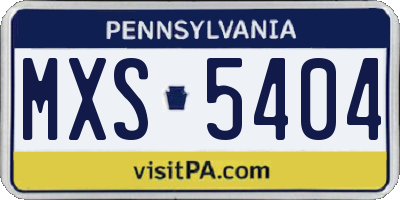 PA license plate MXS5404