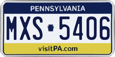 PA license plate MXS5406