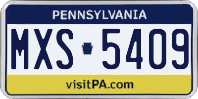 PA license plate MXS5409