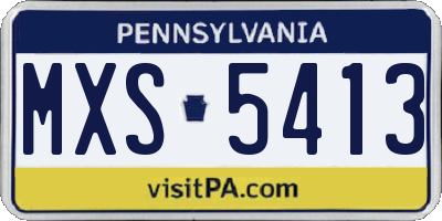 PA license plate MXS5413