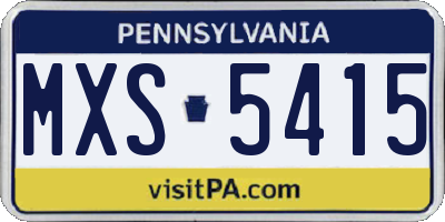 PA license plate MXS5415