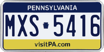 PA license plate MXS5416