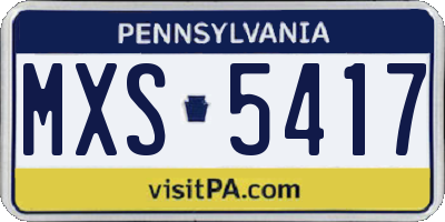 PA license plate MXS5417