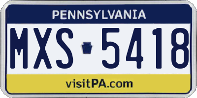 PA license plate MXS5418