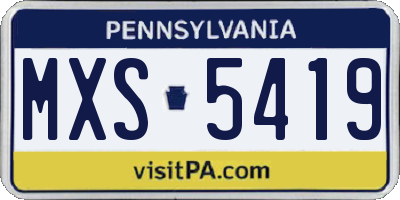 PA license plate MXS5419