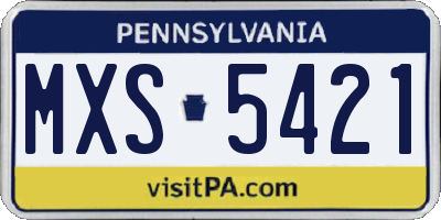 PA license plate MXS5421