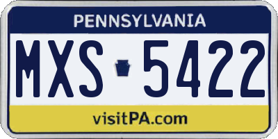 PA license plate MXS5422