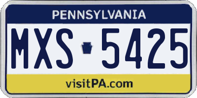 PA license plate MXS5425
