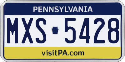 PA license plate MXS5428