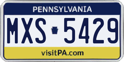 PA license plate MXS5429