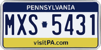 PA license plate MXS5431