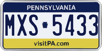 PA license plate MXS5433