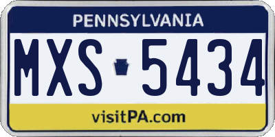 PA license plate MXS5434