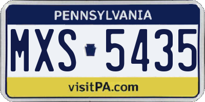 PA license plate MXS5435