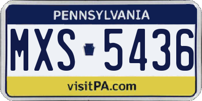 PA license plate MXS5436
