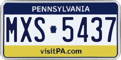 PA license plate MXS5437