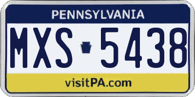 PA license plate MXS5438