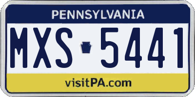 PA license plate MXS5441