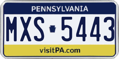 PA license plate MXS5443