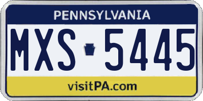 PA license plate MXS5445