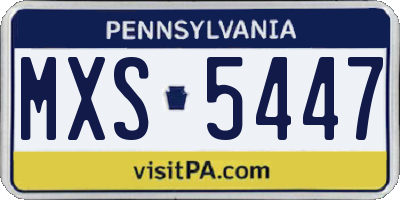 PA license plate MXS5447