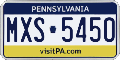 PA license plate MXS5450
