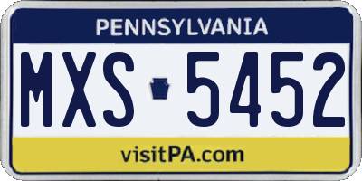 PA license plate MXS5452