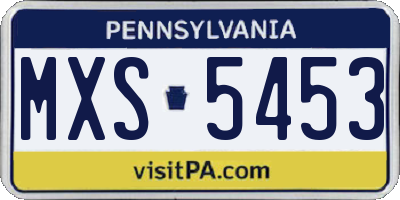 PA license plate MXS5453