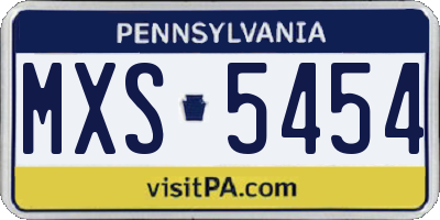 PA license plate MXS5454