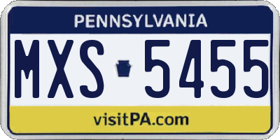 PA license plate MXS5455