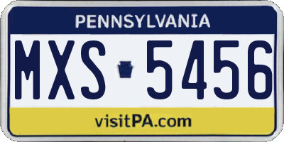 PA license plate MXS5456